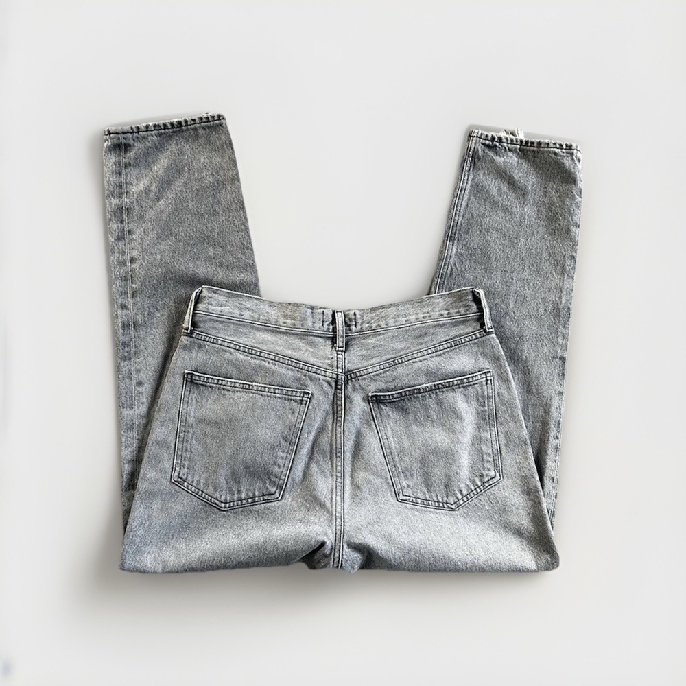 Agolde Fen High Rise Straight Leg Jeans Distressed Grey Organic Cotton Size 29